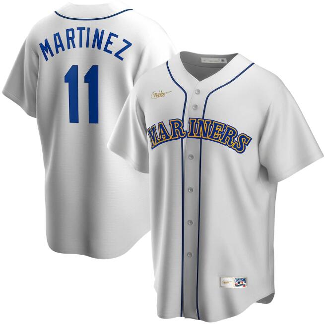 Men's Seattle Mariners #11 Edgar Martinez White MLB Cool Base Stitched jersey
