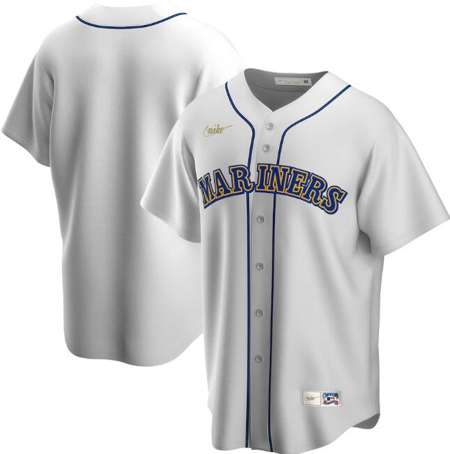 Men's Seattle Mariners Blank White MLB Cool Base Stitched jersey