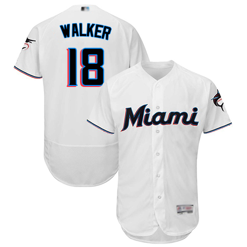 marlins #18 Neil Walker White Flexbase Authentic Collection Stitched MLB Jersey