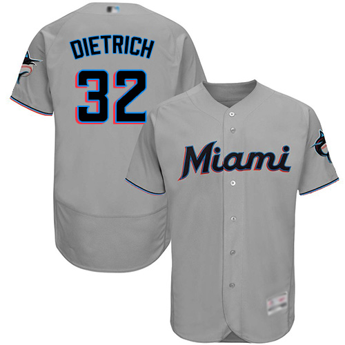 marlins #32 Derek Dietrich Grey Flexbase Authentic Collection Stitched MLB Jersey marlins #32 Derek Dietrich Grey Flexbase Authentic Collection Stitched MLB Jersey