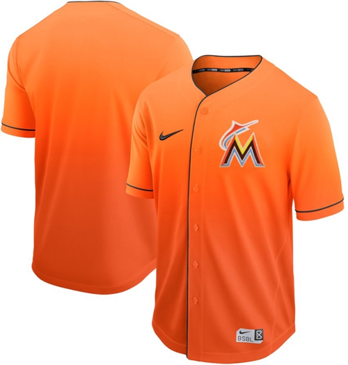 Nike marlins Blank Orange Fade Authentic Stitched MLB Jersey