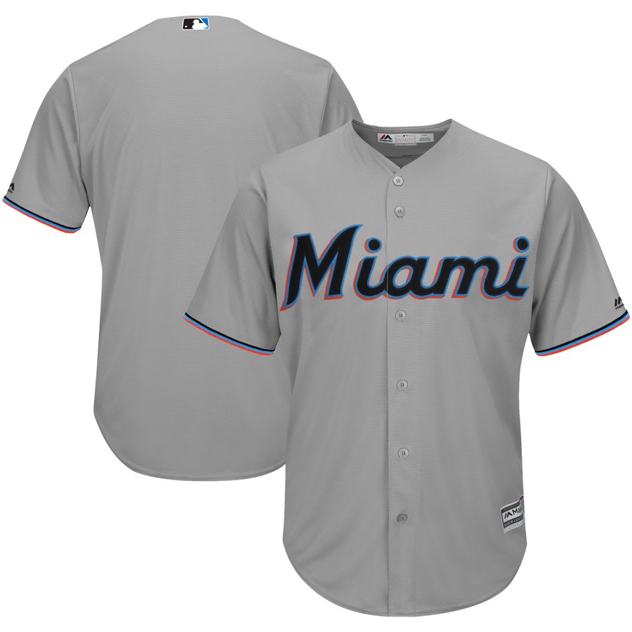 Miami Marlins Majestic 2019 Official Cool Base Gray Stitched MLB Jersey