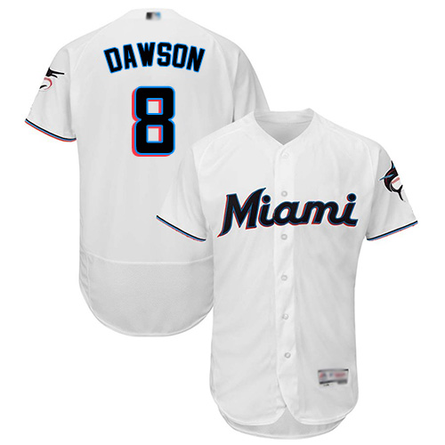 marlins #8 Andre Dawson White Flexbase Authentic Collection Stitched MLB Jersey