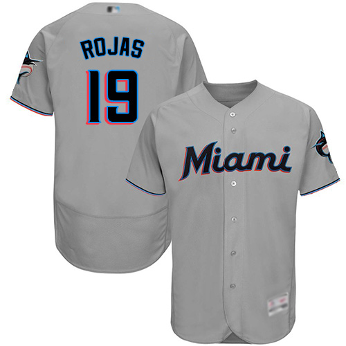 marlins #19 Miguel Rojas Grey Flexbase Authentic Collection Stitched MLB Jersey