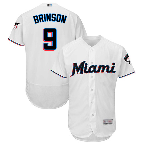 marlins #9 Lewis Brinson White Flexbase Authentic Collection Stitched MLB Jersey