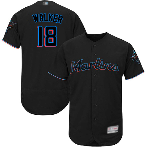 marlins #18 Neil Walker Black Flexbase Authentic Collection Stitched MLB Jersey