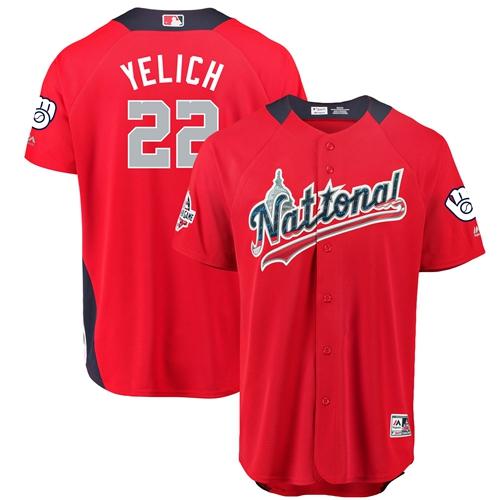 Brewers #22 Christian Yelich Red 2018 All-Star National League Stitched MLB Jersey