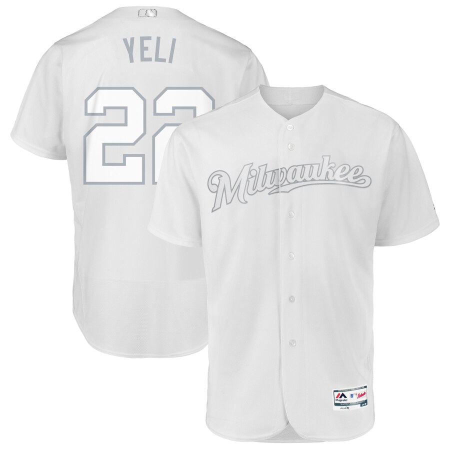 Milwaukee Brewers #22 Christian Yelich Yeli Majestic 2019 Players' Weekend Flex Base Authentic Player Jersey White