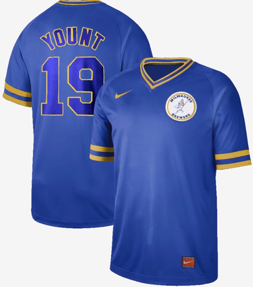 Nike Brewers #19 Robin Yount Royal Authentic Cooperstown Collection Stitched MLB Jersey