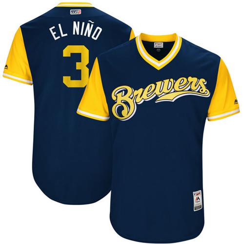 Brewers #3 Orlando Arcia Navy "El Nino" Players Weekend Authentic Stitched MLB Jersey
