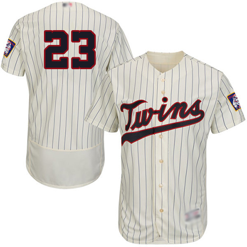 Twins #23 Nelson Cruz Cream Strip Flexbase Authentic Collection Stitched MLB Jersey
