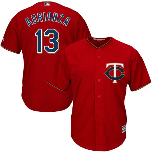 Twins #13 Ehire Adrianza Red Cool Base Stitched MLB Jersey