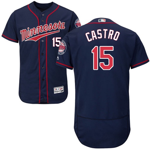 Twins #15 Jason Castro Navy Blue Flexbase Authentic Collection Stitched MLB Jersey