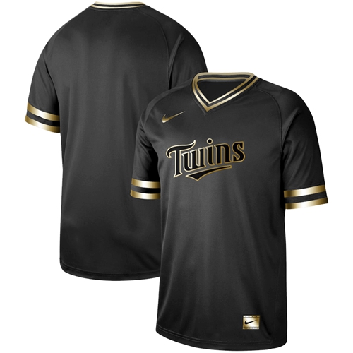 Nike Twins Blank Black Gold Authentic Stitched MLB Jersey
