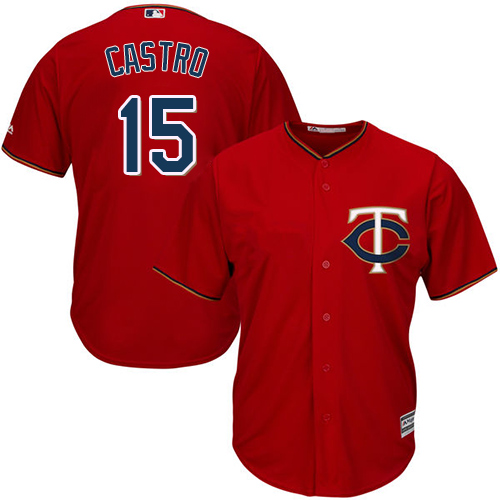 Twins #15 Jason Castro Red Cool Base Stitched MLB Jersey