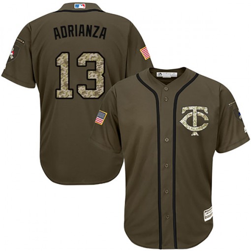 Twins #13 Ehire Adrianza Green Salute to Service Stitched MLB Jersey
