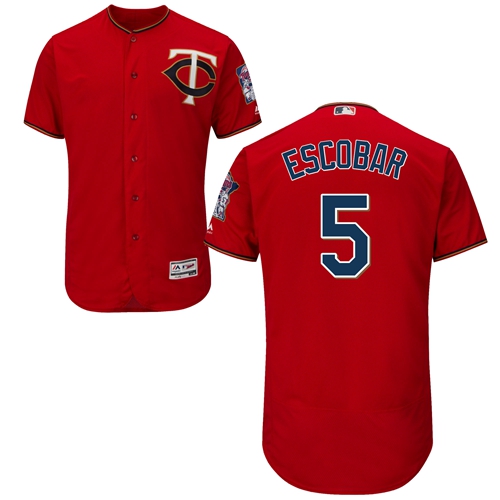 Twins #5 Eduardo Escobar Red Flexbase Authentic Collection Stitched MLB Jersey
