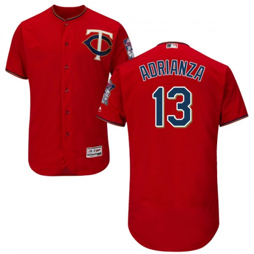 Twins #13 Ehire Adrianza Red Flexbase Authentic Collection Stitched MLB Jersey