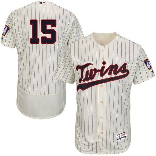 Twins #15 Jason Castro Cream Strip Flexbase Authentic Collection Stitched MLB Jersey