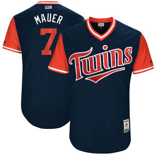 Twins #7 Joe Mauer Navy "Mauer" Players Weekend Authentic Stitched MLB Jersey