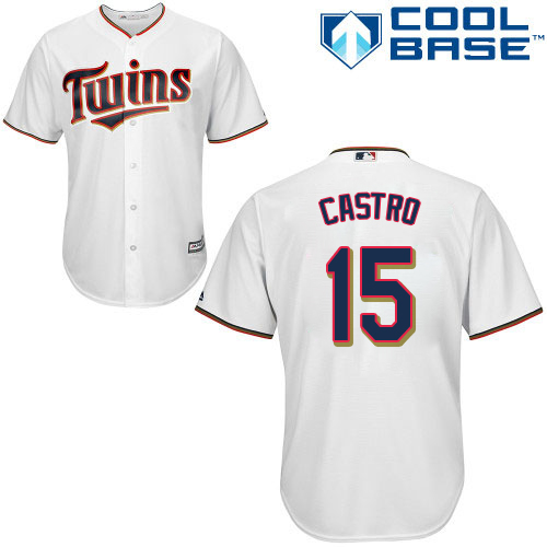 Twins #15 Jason Castro White Cool Base Stitched MLB Jersey