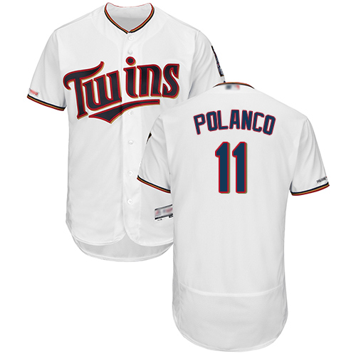 Twins #11 Jorge Polanco White Flexbase Authentic Collection Stitched MLB Jersey