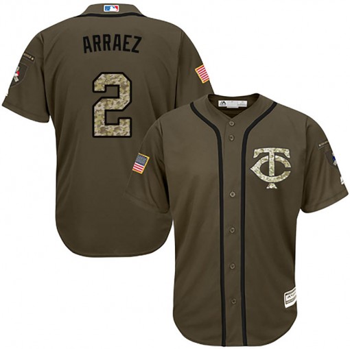 Twins #2 Luis Arraez Green Salute to Service Stitched MLB Jersey