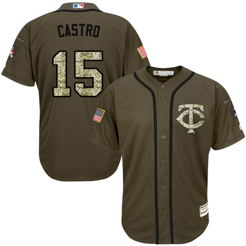 Twins #15 Jason Castro Green Salute to Service Stitched MLB Jersey