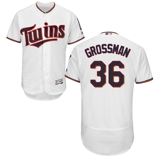 Twins #36 Robbie Grossman White Flexbase Authentic Collection Stitched MLB Jersey