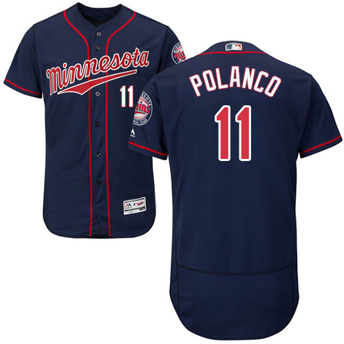 Twins #11 Jorge Polanco Navy Blue Flexbase Authentic Collection Stitched MLB Jersey