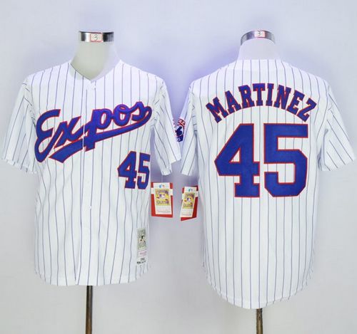 Mitchell And Ness 1982 Expos #45 Pedro Martinez White(Black Strip) Throwback Stitched MLB Jersey Mitchell And Ness 1982 Expos #45 Pedro Martinez White(Black Strip) Throwback Stitched MLB Jersey