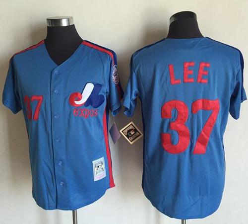 Mitchell And Ness Expos #37 Bill Lee Blue Throwback Stitched MLB Jersey