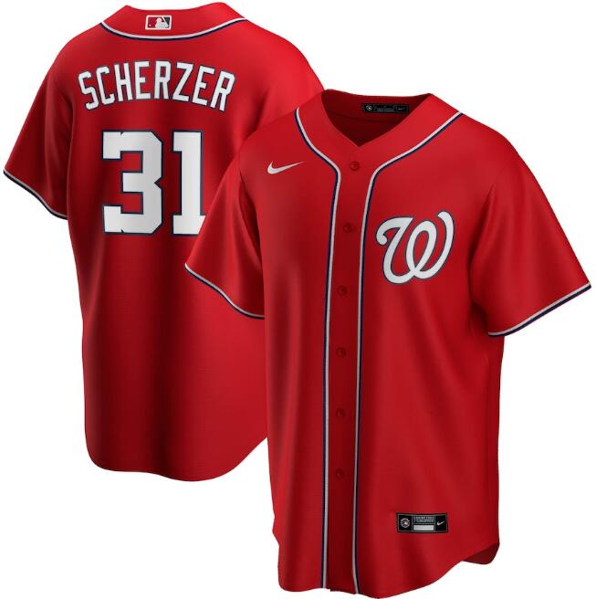 Men's Washington Nationals #31 Max Scherzer Red MLB Cool Base Stitched Jersey