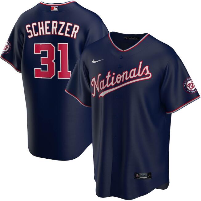 Men's Washington Nationals #31 Max Scherzer Navy MLB Cool Base Stitched Jersey