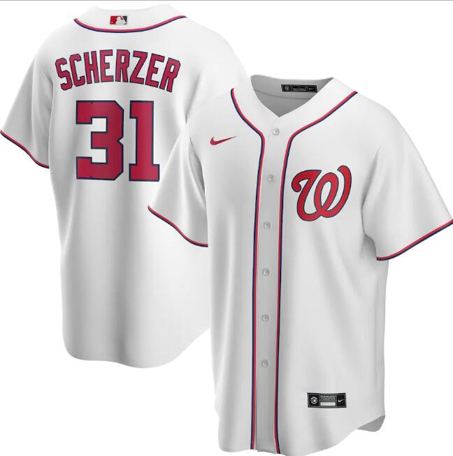 Men's Washington Nationals #31 Max Scherzer White MLB Cool Base Stitched Jersey