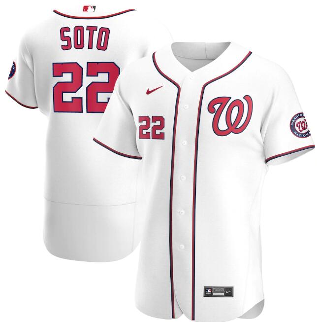 Men's Washington Nationals #22 Juan Soto White MLB Flex Base Stitched Jersey
