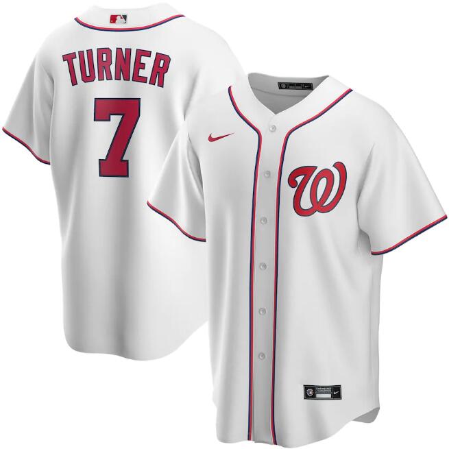 Men's Washington Nationals #7 Trea Turner White MLB Cool Base Stitched Jersey