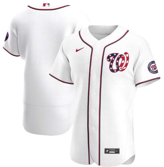 Men's Washington Nationals Blank New White MLB Flex Base Stitched Jersey