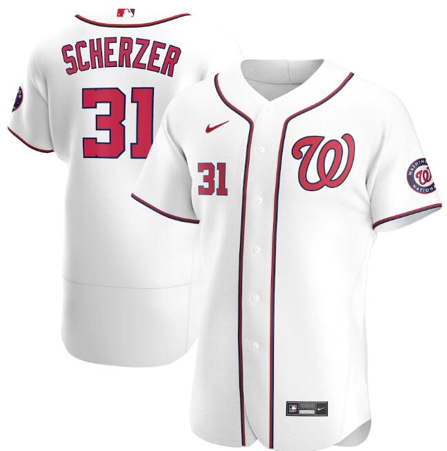 Men's Washington Nationals #31 Max Scherzer White MLB Flex Base Stitched Jersey