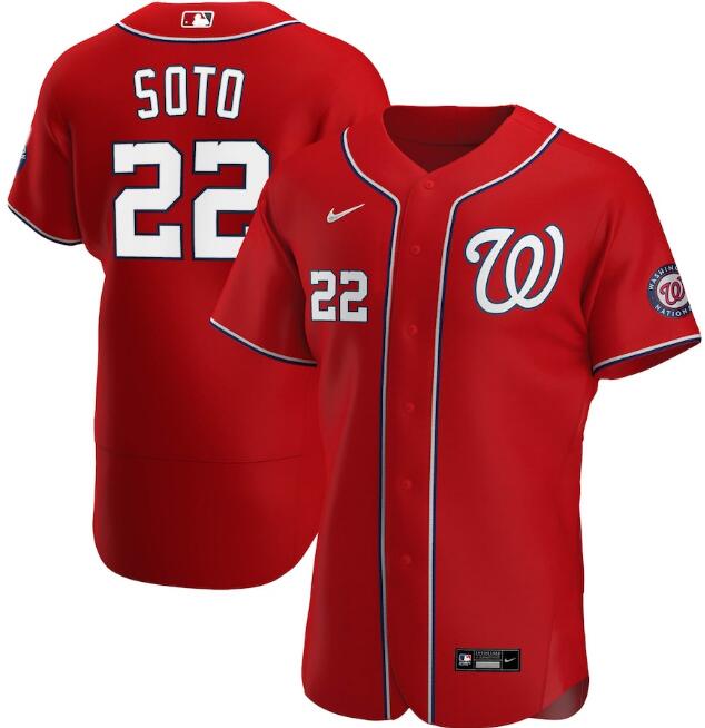 Men's Washington Nationals #22 Juan Soto Red MLB Flex Base Stitched Jersey