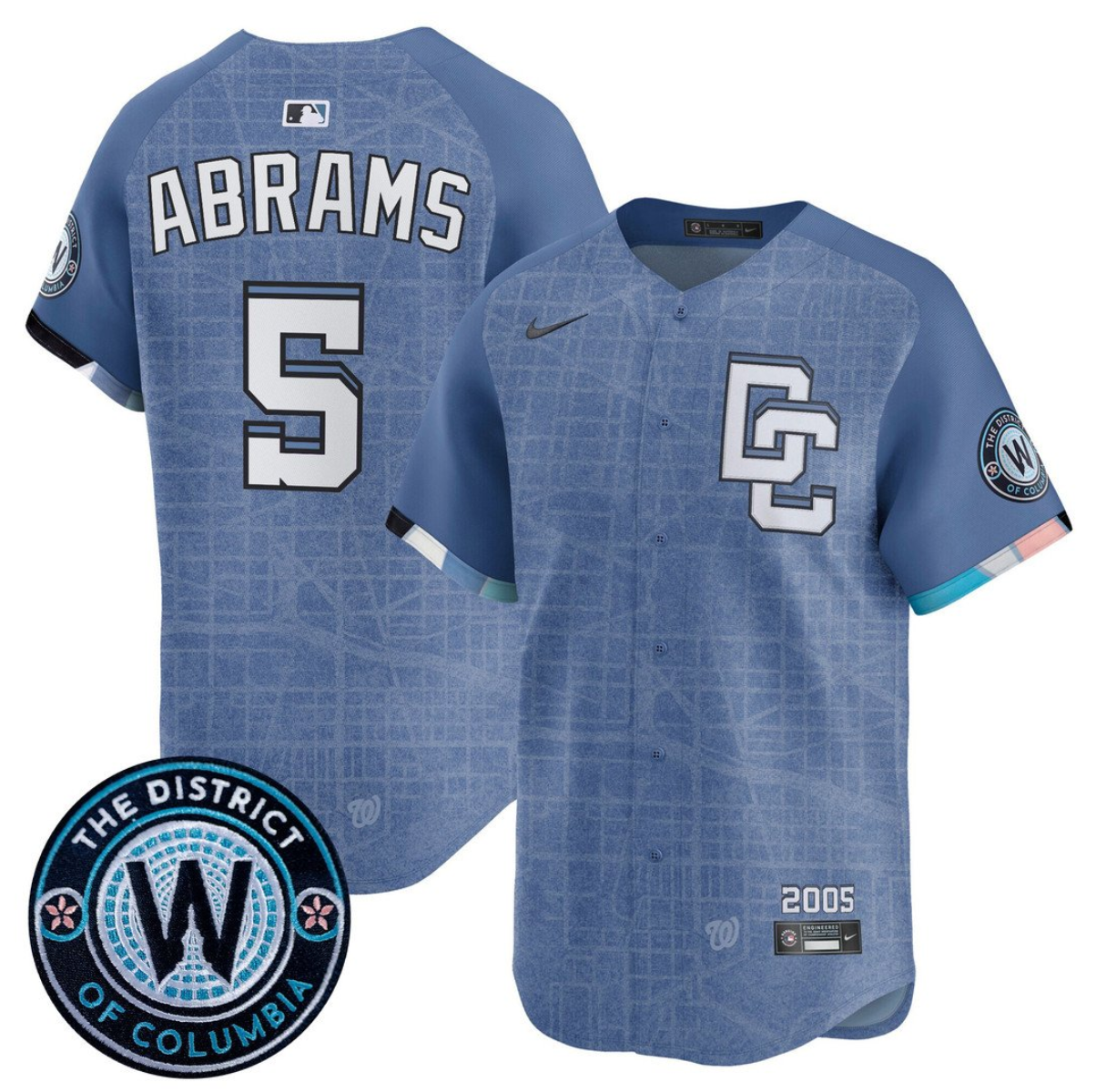 Men's Washington Nationals #5 CJ Abrams Blue 2025 City Connect Limited Stitched Baseball Jersey Men's Washington Nationals #5 CJ Abrams Blue 2025 City Connect Limited Stitched Baseball Jersey