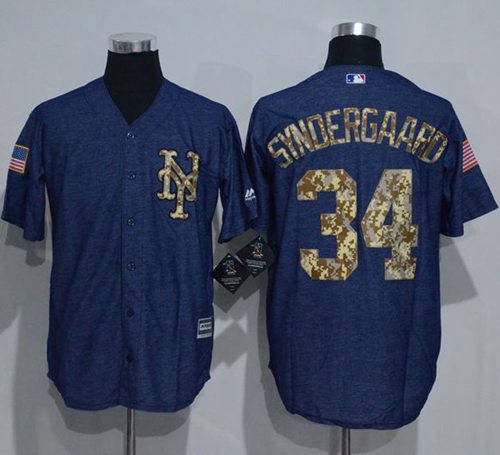 Mets #34 Noah Syndergaard Denim Blue Salute to Service Stitched MLB Jersey