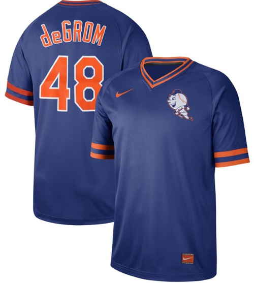 Nike Mets #48 Jacob DeGrom Royal Authentic Cooperstown Collection Stitched MLB Jersey
