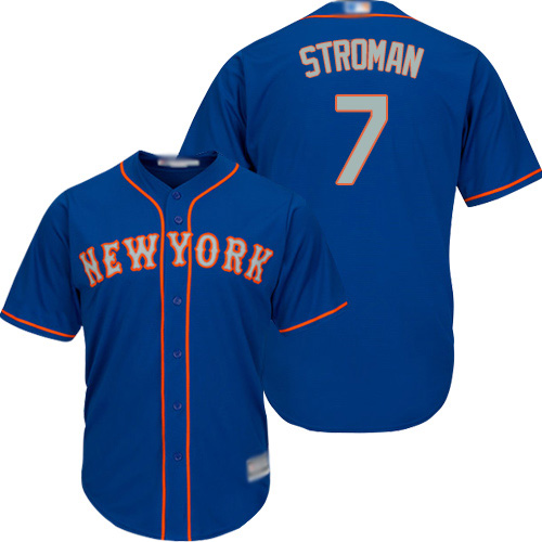 Mets #7 Marcus Stroman Blue(Grey NO.) New Cool Base Stitched MLB Jersey