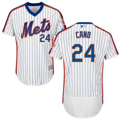 Mets #24 Robinson Cano White(Blue Strip) Flexbase Authentic Collection Alternate Stitched MLB Jersey