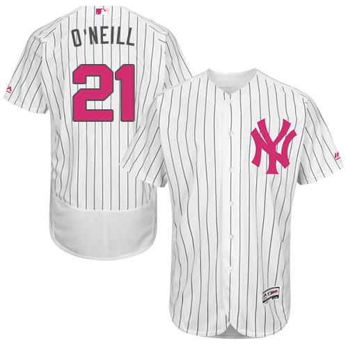 Yankees #21 Paul O'Neill White Strip Flexbase Authentic Collection Mother's Day Stitched MLB Jersey Yankees #21 Paul O'Neill White Strip Flexbase Authentic Collection Mother's Day Stitched MLB Jersey