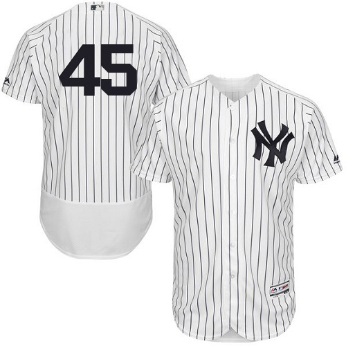 Yankees #45 Luke Voit White Strip Flexbase Authentic Collection Stitched MLB Jersey