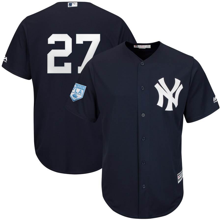 Yankees #27 Giancarlo Stanton Navy Blue 2019 Spring Training Cool Base Stitched MLB Jersey Yankees #27 Giancarlo Stanton Navy Blue 2019 Spring Training Cool Base Stitched MLB Jersey