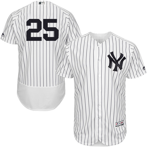 Yankees #25 Gleyber Torres White Strip Flexbase Authentic Collection Stitched MLB Jersey