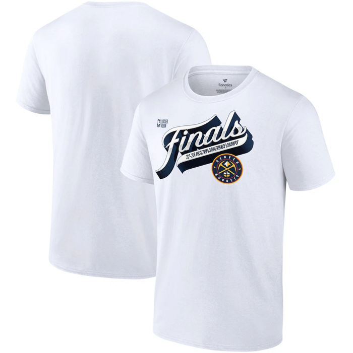 Men's Denver Nuggets White 2023 Western Conference Champions Locker Room T-Shirt Men's Denver Nuggets White 2023 Western Conference Champions Locker Room T-Shirt